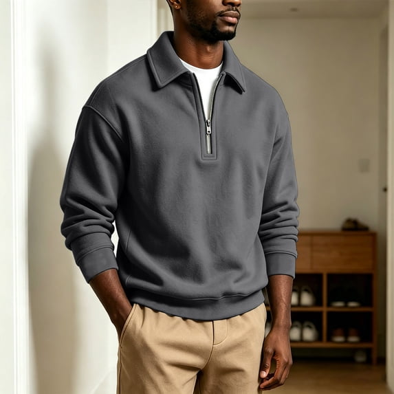 Daweinan Men's Quarter Zip Pullover Sweatshirt Loose Fit Long Sleeve Relaxed Fit Casual Athletic Top for Daily Wear Outdoor Work Sports
