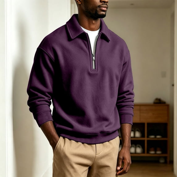 Daweinan Men's Quarter Zip Pullover Sweatshirt Loose Fit Long Sleeve Relaxed Fit Casual Athletic Top for Daily Wear Outdoor Work Sports