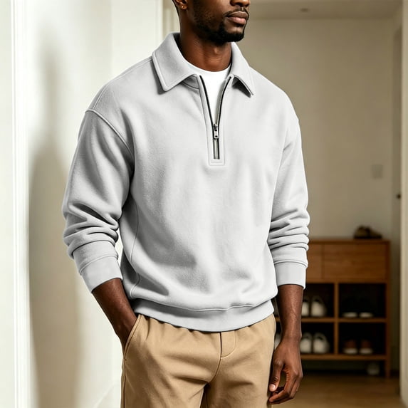 Daweinan Men's Quarter Zip Pullover Sweatshirt Loose Fit Long Sleeve Relaxed Fit Casual Athletic Top for Daily Wear Outdoor Work Sports