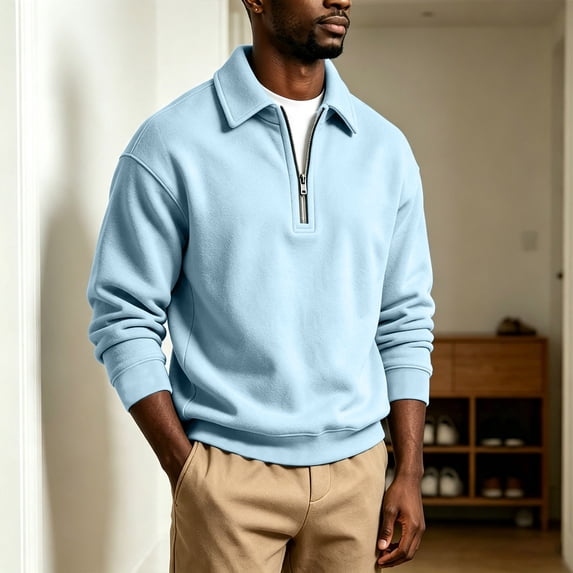 Daweinan Men's Quarter Zip Pullover Sweatshirt Loose Fit Long Sleeve Relaxed Fit Casual Athletic Top for Daily Wear Outdoor Work Sports