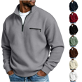 thumbnail image 1 of Daweinan Men's Quarter Zip Pullover Waffle Stand Collar Long Sleeve Pullover Sweatshirt with Zipper Chest Design Casual Loose Fit Athletic Workout Top, 1 of 6