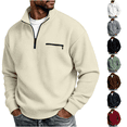 thumbnail image 1 of Daweinan Men's Quarter Zip Pullover Waffle Stand Collar Long Sleeve Pullover Sweatshirt with Zipper Chest Design Casual Loose Fit Athletic Workout Top, 1 of 6