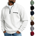 thumbnail image 1 of Daweinan Men's Quarter Zip Pullover Waffle Stand Collar Long Sleeve Pullover Sweatshirt with Zipper Chest Design Casual Loose Fit Athletic Workout Top, 1 of 6