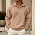 thumbnail image 1 of Daweinan Quarter Zip Sweatshirt for Men Mock Neck Stand Collar Long Sleeve Pullover Lightweight Trendy Casual Solid Color Fall Winter Everyday, 1 of 6