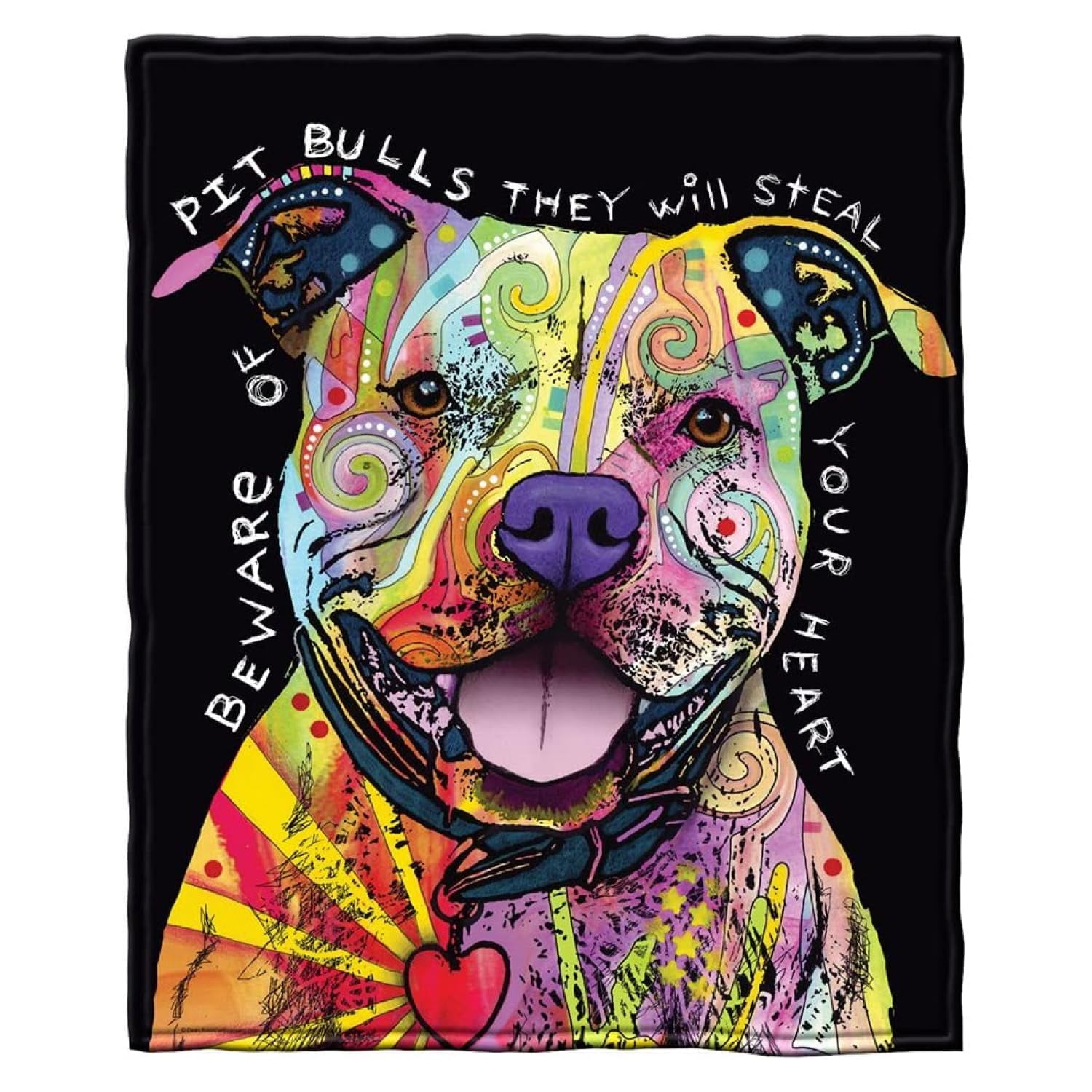 Dawhud Direct Pitbull Welpendecke – Weiche, Warme Decke Mit Hundemotiv, Mehrfarbig