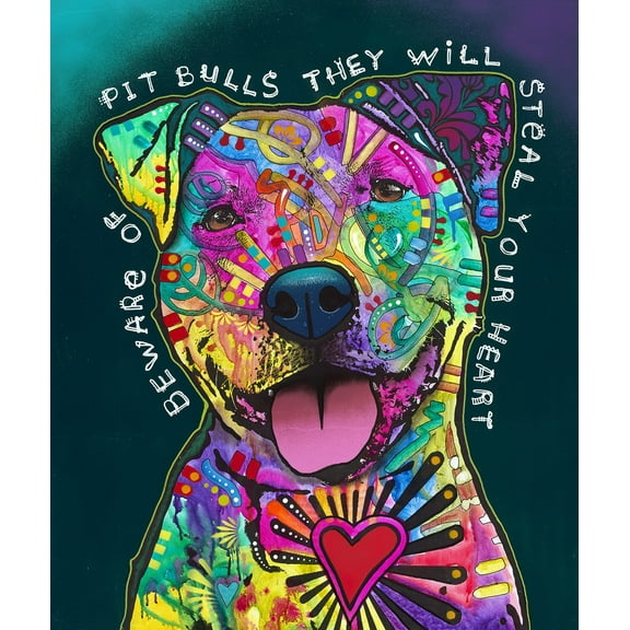 Dawhud Direct Beware of Pit Bulls They Will Steal Your Heart Super Soft Plush Fleece Throw Blanket by Dean Russo