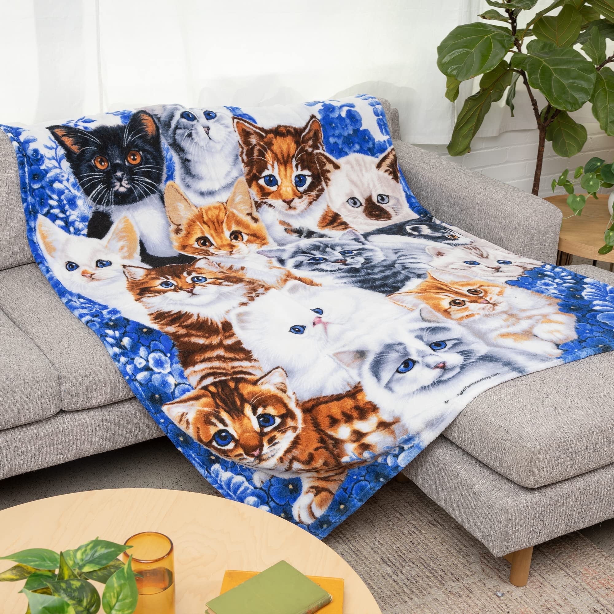Dawhud Direct Kitty Cats Print Fleece Blanket for Adults, Kids