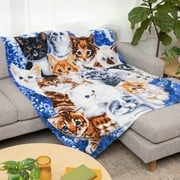 Dawhud Direct Collage Kitten Fleece Blanket for Bed, 75" x 90" Queen Size Cute Fleece Throw Blanket for Girls, Women, Men and Kids - Super Soft Plush Cat Blankets for Cat Lovers Kitty Cats Print Throw