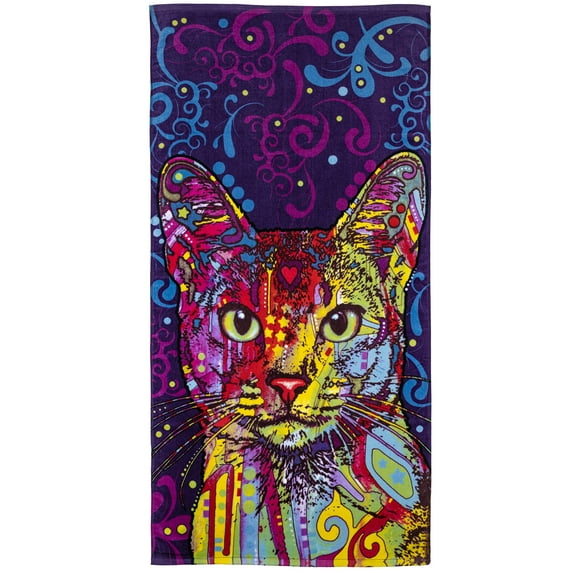 Dawhud Direct Dean Russo Confident Cat Super Soft Cotton Plush Beach Towel