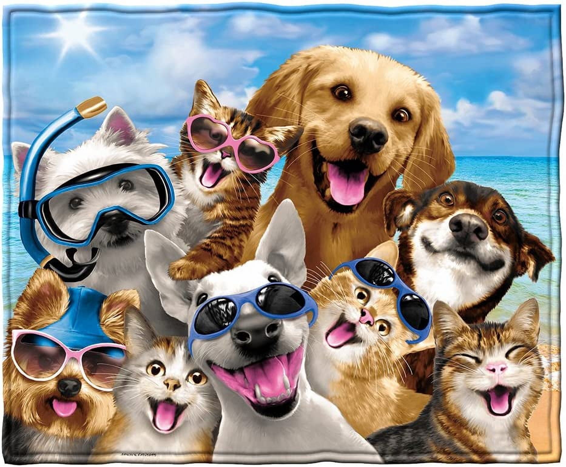 Dawhud Direct Dogs and Cats Beach Party Selfie Super Soft Plush