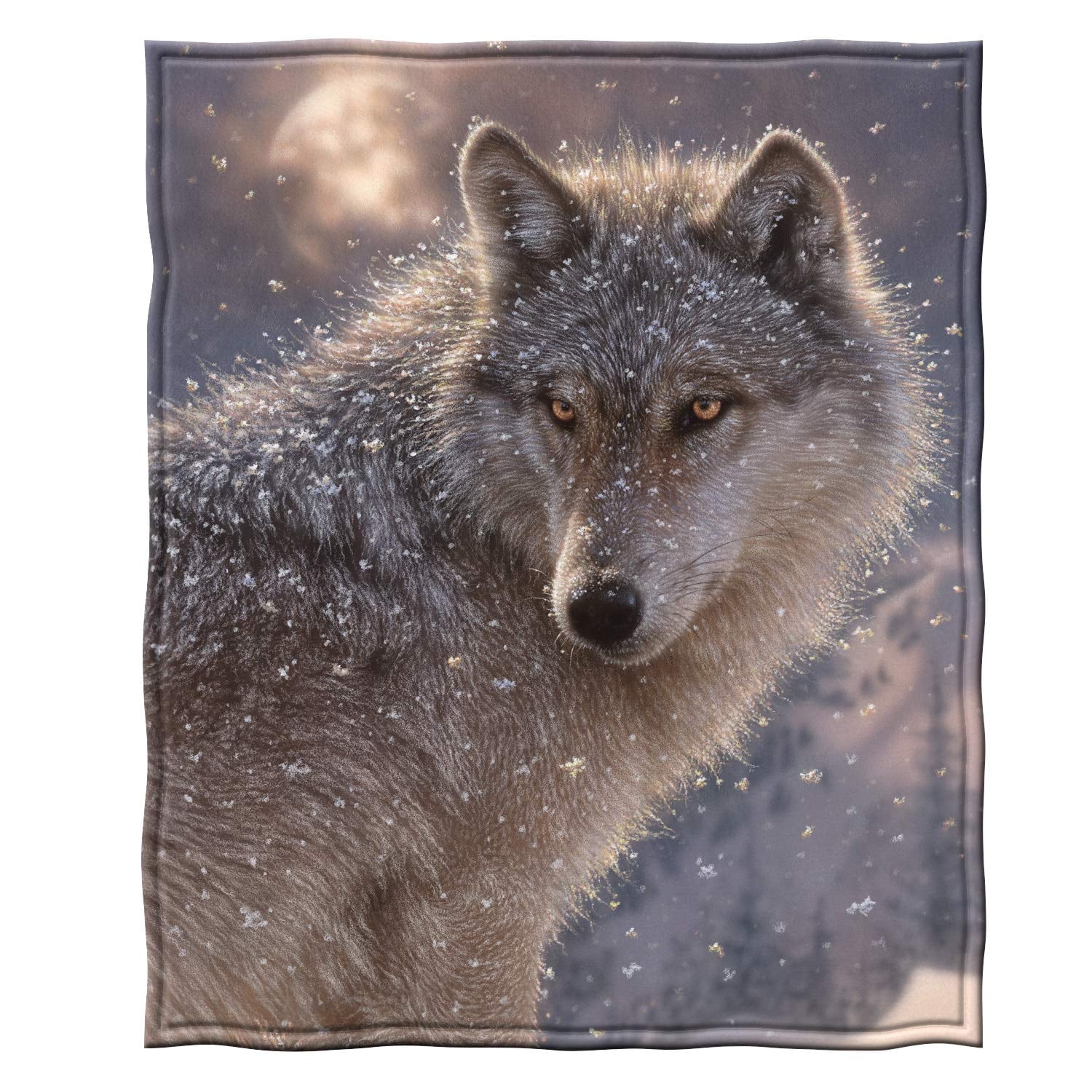 Lone Wolf Gray Fleece Hooded Kids Blanket