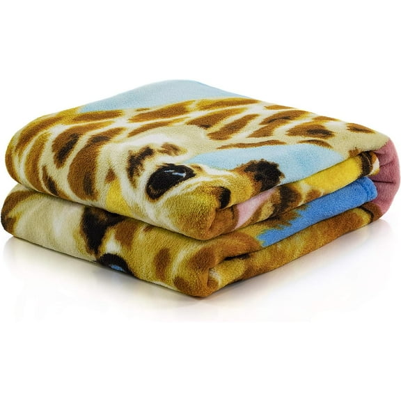 Dawhud Direct Selfie Giraffe Fleece Blanket for Bed, 50" x 60" Giraffe Fleece Throw Blanket for Women, Men and Kids Super Soft Plush Giraffe Blanket Throw Fleece Blanket Animal Blanket