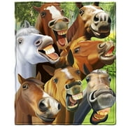 Dawhud Direct Horses Selfie Super Soft Plush Fleece Throw Blanket NEW