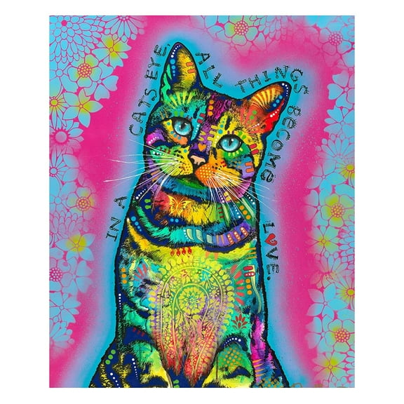 Dawhud Direct Colorful Cat Fleece Blanket for Bed, 50 x 60 inches Dean Russo Cat Fleece Throw Blanket for Women, Men and Kids - Super Soft Plush Cat Blanket Throw Plush Blanket for Cat Lovers