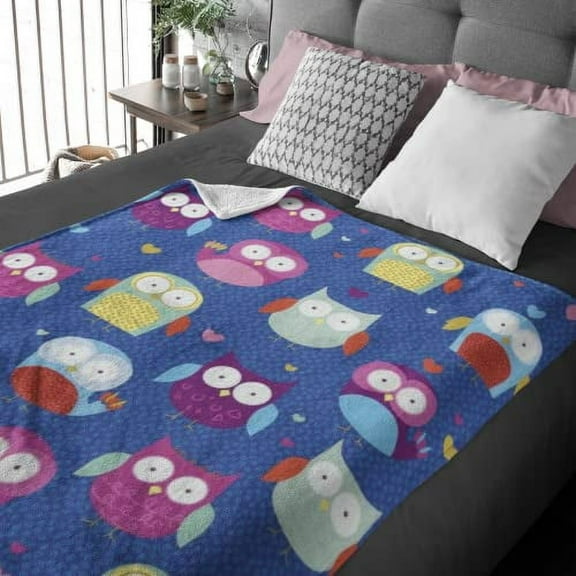 Dawhud Direct Owls Printed Super Soft Plush Fleece Throw Blanket, 50" x 60"