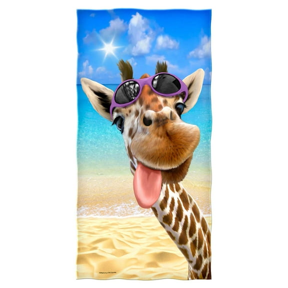 Dawhud Direct Selfie Giraffe Beach Towel - 30" x 60" Pool Towel - Super Soft Plush Cotton - Giraffe Bath Towel Print - Beach Towel Clearance - Beach Towel for Kid - Pool Towel - Large Beach Towel