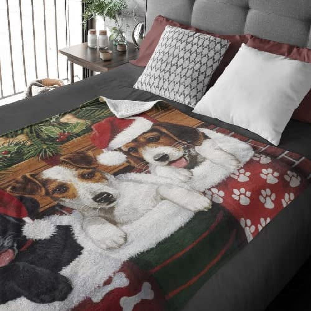 Christmas Puppy Joy Quilted Blanket NCU0VL599