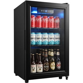 Dawmilon 1.8 Cu Ft Beverage Refrigerator, 70 Can Mini Fridge with Glass Door, Digital Temperature Control, Adjustable Shelves, Quiet Cooler for Beer Soda Wine, Office Dorm