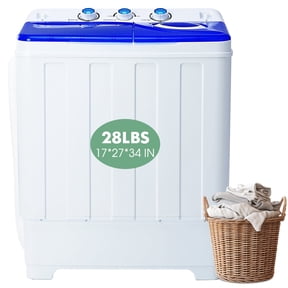 Dawmilon Portable Twin Tub Washing Machine, 28 lb Capacity with Drain Pump, Compact Washer for Apartments, Dorms & RVs, Blue
