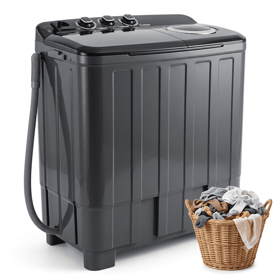 Dawmilon Portable Washing Machine, 30LBS Twin Tub Washer with Drain Pump, Semi Automatic Washer and Spinner Combo for Apartments, Dorms, RVs & Camping