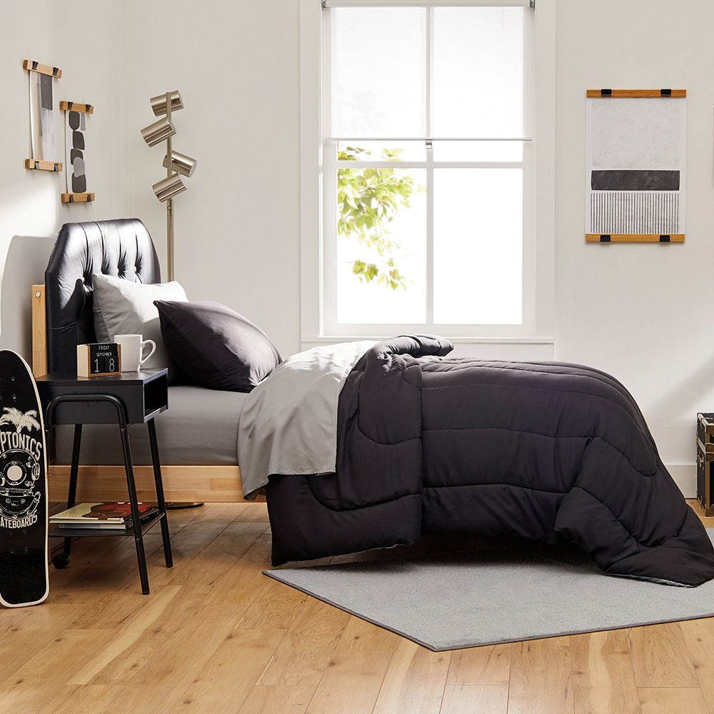 Dawn 10-Piece Twin Essentials in Black and Gray, Twin/Twin XL Comforter, Classic Solids ...