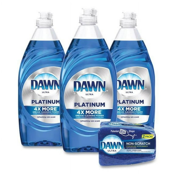 Dawn 24 oz Refreshing Rain Scent Platinum Liquid Dish Detergent - Pack of 3