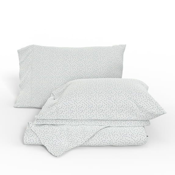 Dawn 4-Piece Sustainability Sheet Set, Blue Confetti, King Size, Soft 90 GSM Microfiber, 60% Recycled