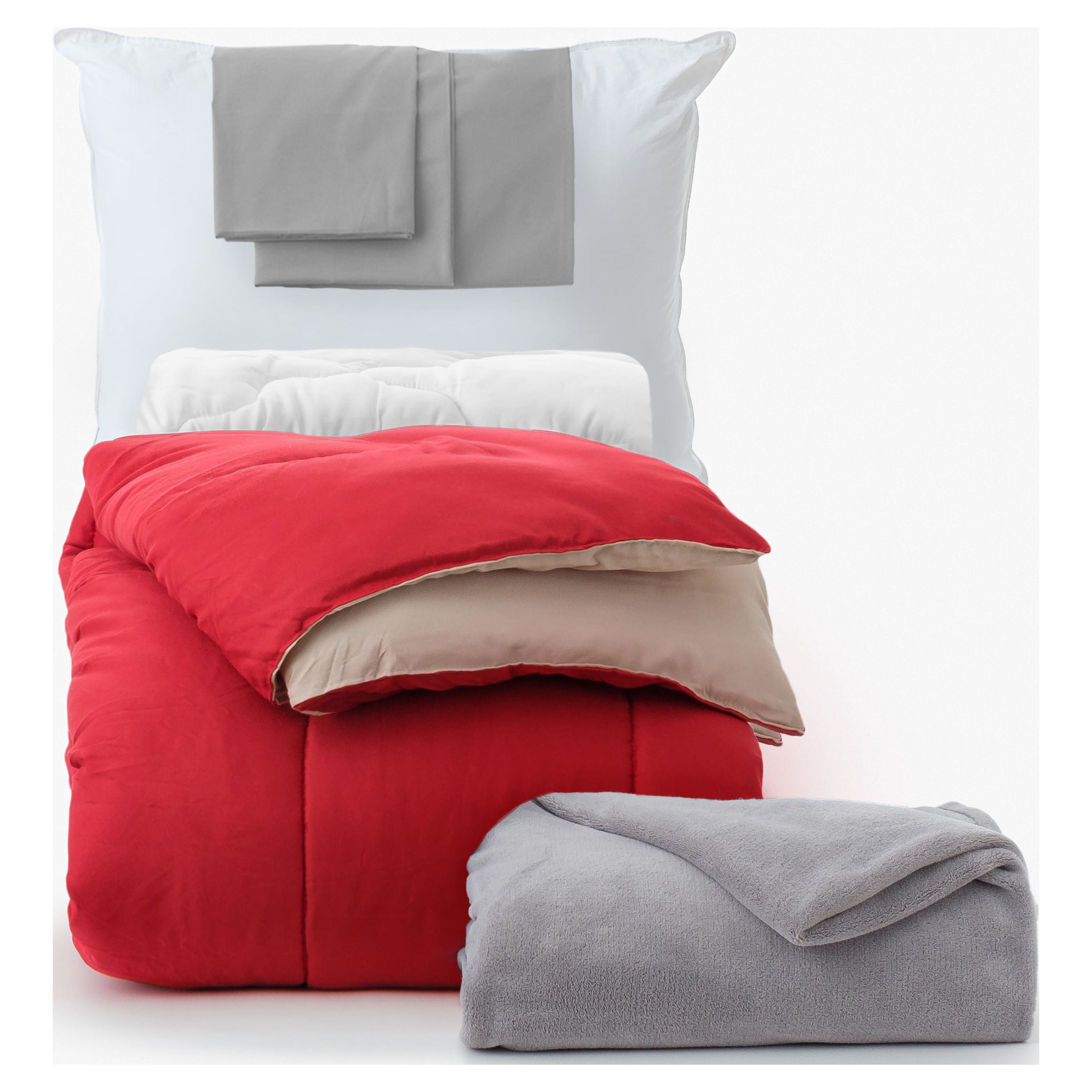 Dawn 7Piece College Dorm Bedding Bundle in Brick and Burgundy, Twin XL