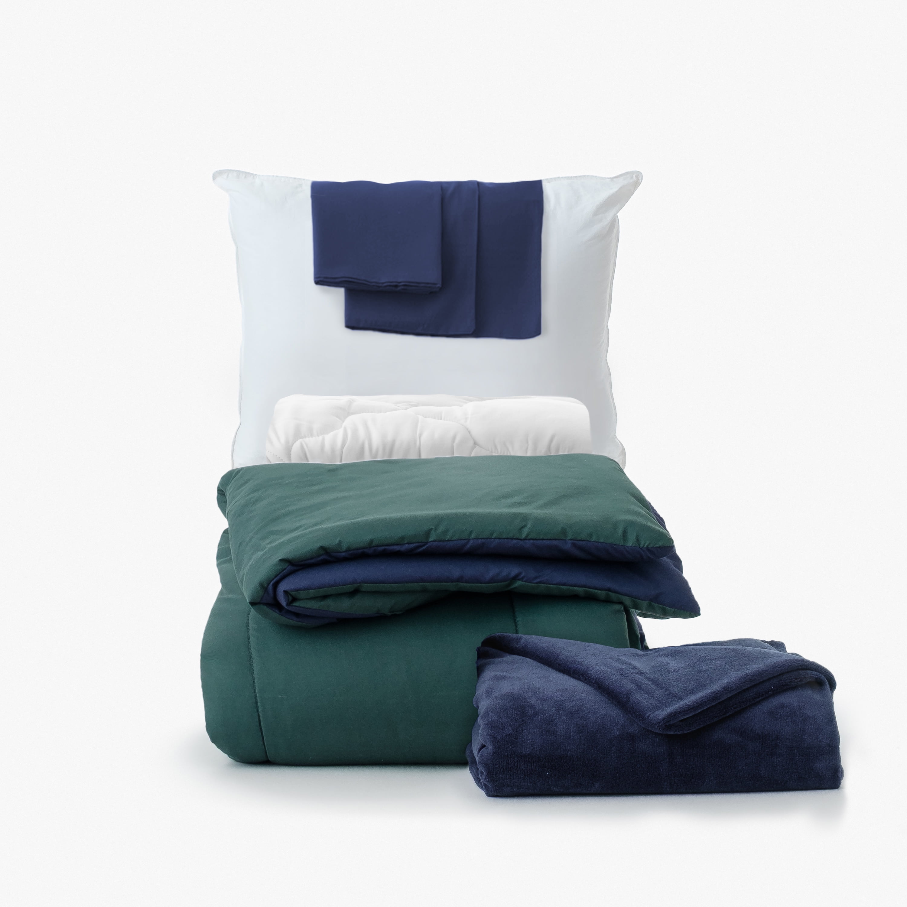 Dawn 7Piece College Dorm Bedding Bundle in Hunter & Blue, Twin XL