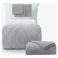 thumbnail image 1 of Dawn 7-Piece College Dorm Bedding Bundle in Kyla Gray, Twin XL Comforter Set, Sheets, Pad, Pillow & Blanket, Super Soft Sherpa & Grays, 1 of 6