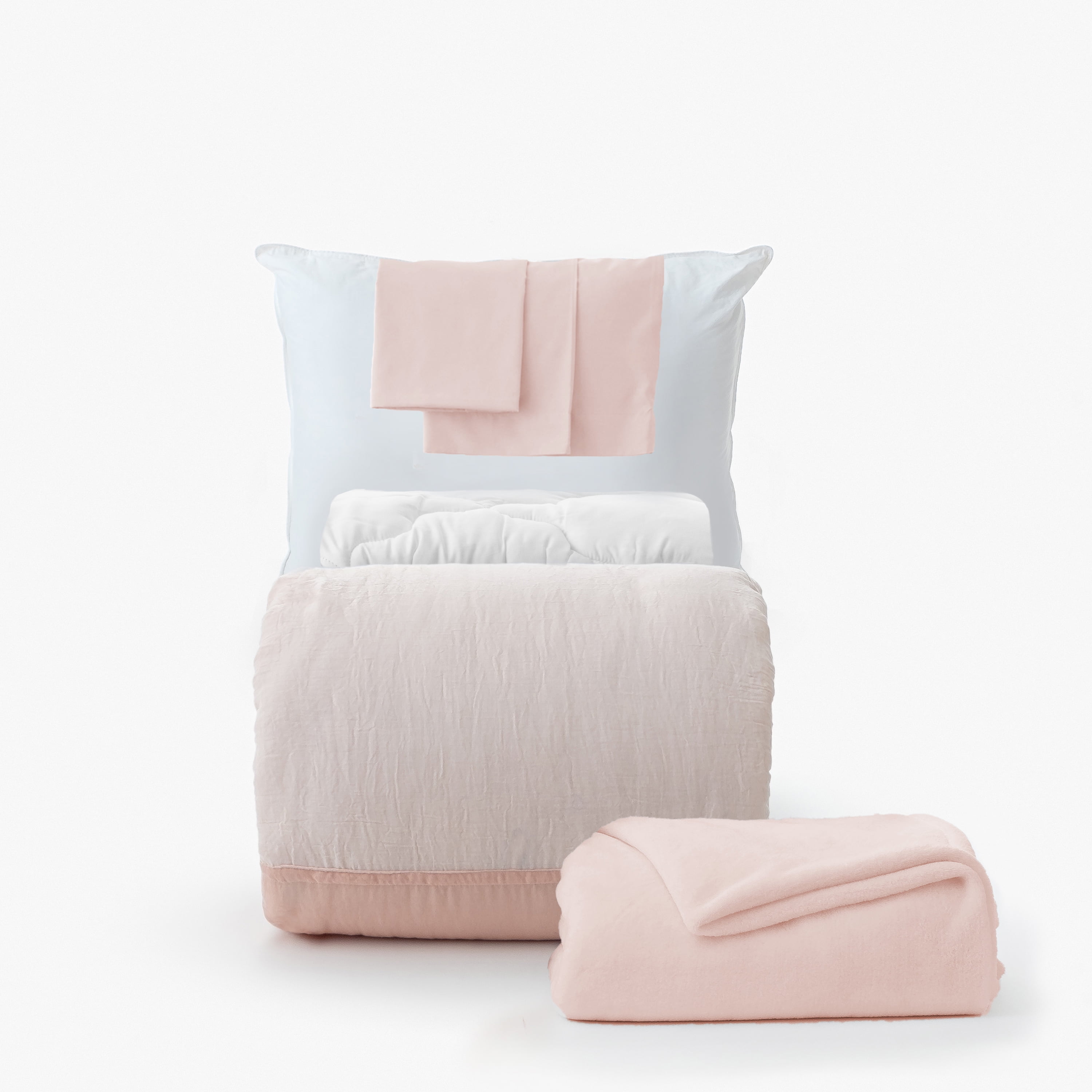 Dawn 7Piece College Dorm Bedding Bundle in Mila Pink, Twin XL