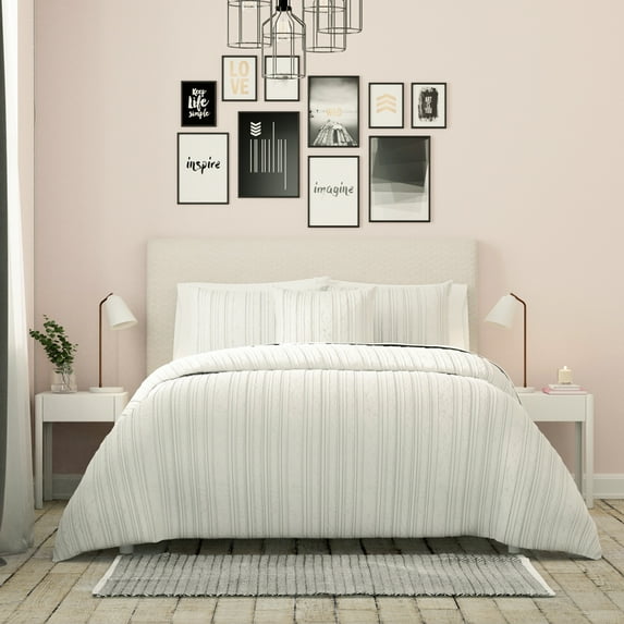 Dawn 8-Piece Decorative Bed-in-a-Bag Set in Ava Stripe, Full Size, Comforter, Shams, Throw Pillow and Sheet Set