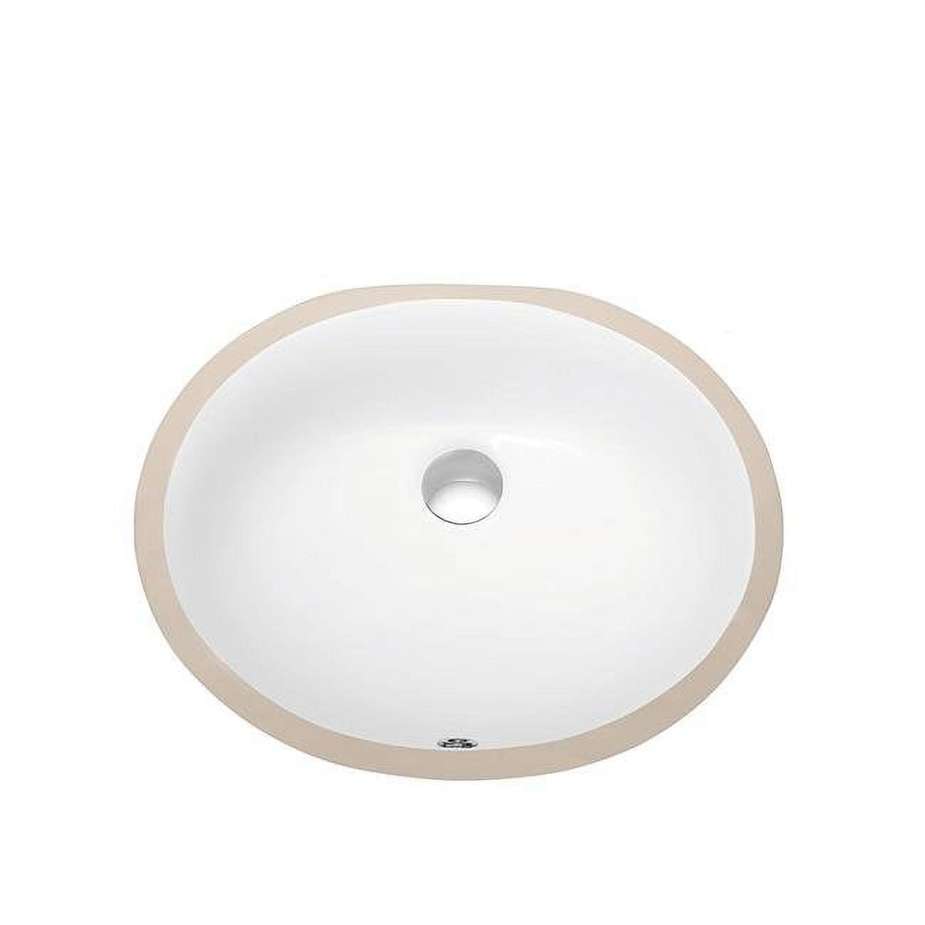 White Ceramic Round Undermount Bathroom Sink with Overflow