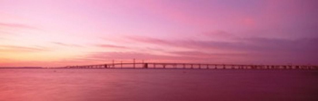 Dawn Chesapeake Bay Bridge Maryland USA Canvas Art - Panoramic Images (18 x 6)