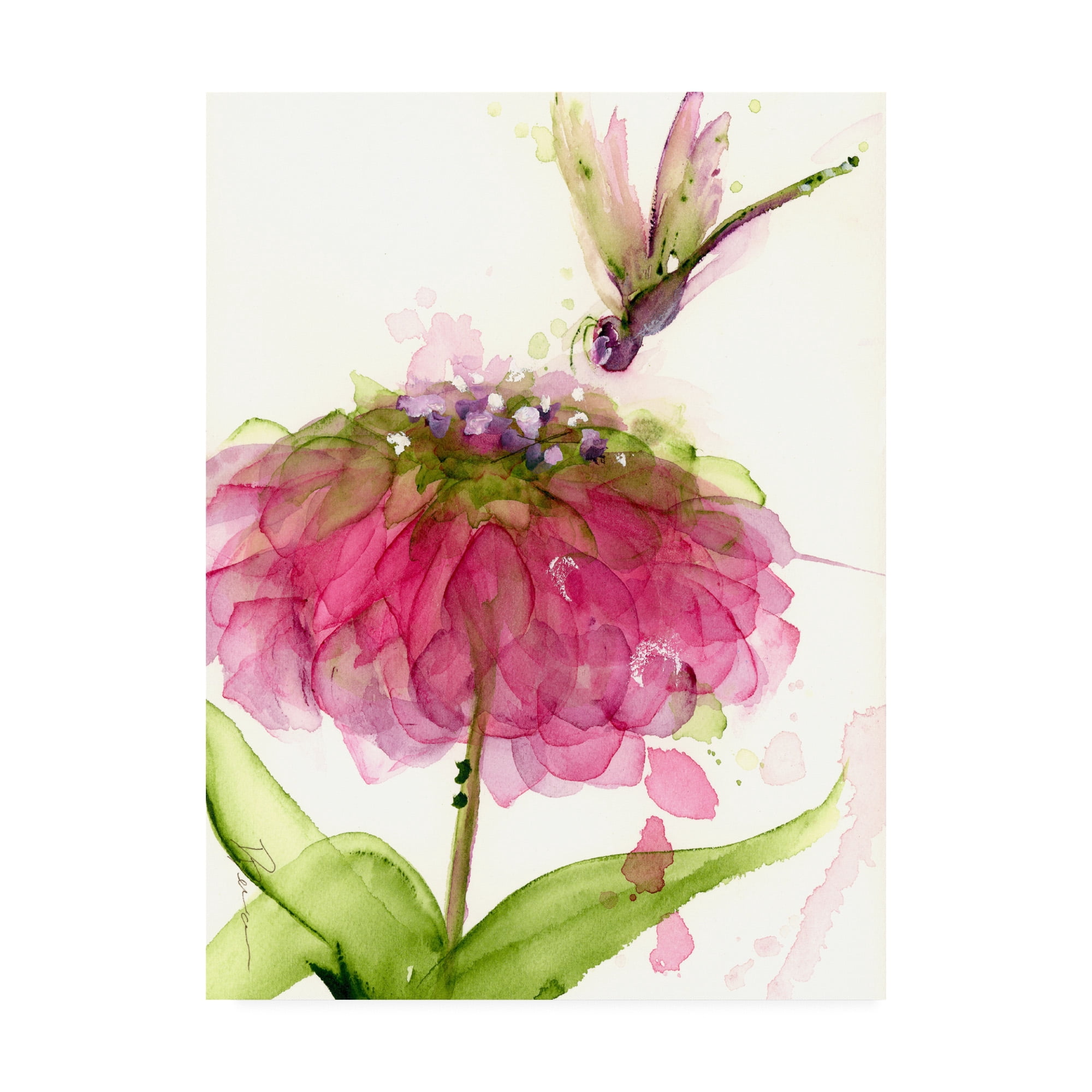 Dawn Derman 'Dragonfly and Zinnia' Canvas Art