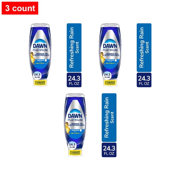 Dawn EZ-Squeeze Platinum Refreshing Rain Liquid Dish Soap 24.3 fl oz - 3 count