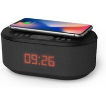 Dawn FM Radio, Bluetooth Wireless Speaker, Fast Charging, Clock Radio, LED Display, USB Charger, Dimmable Night Light, Alarm Clock Feature, Wireless Charger, Digital Clock, Dual Alarm (Black)