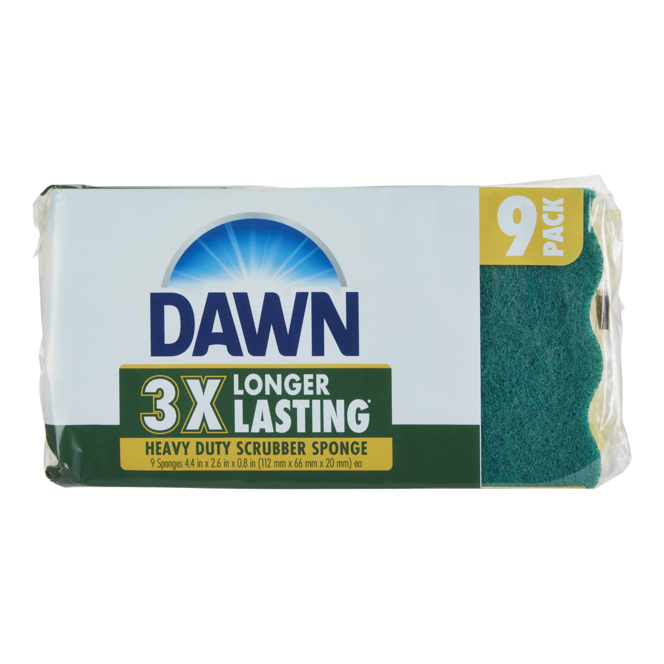Dawn Heavy Duty Kitchen Dish Sponges, Green/Yellow (Pack of 9)