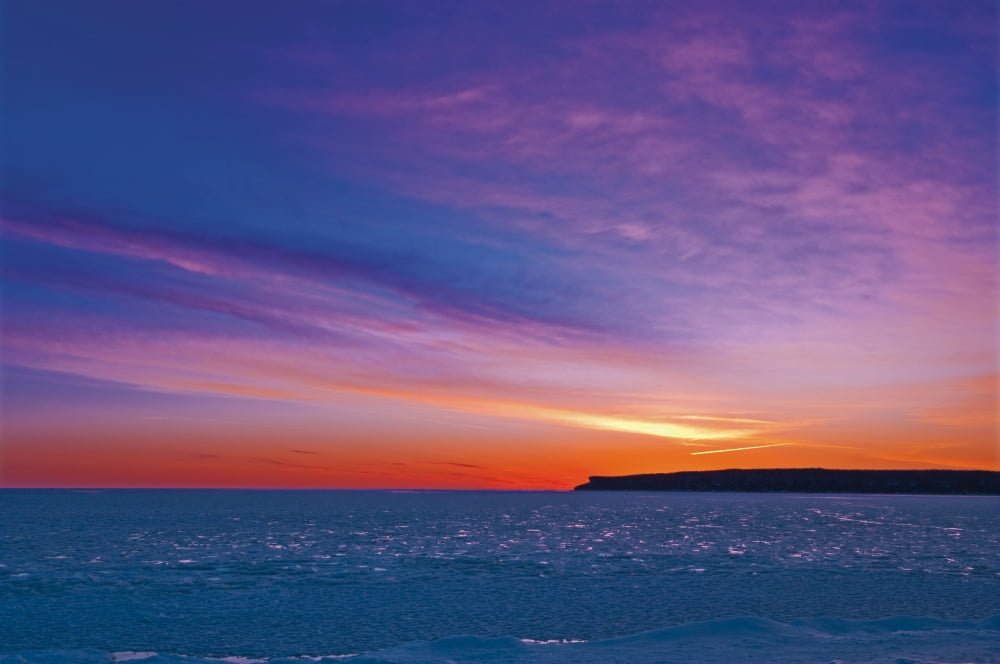 Dawn In Winter At Isthmus Bay On Georgian Bay Bruce Peninsula Ont Canvas Art - Mike Grandmaison Design Pics (36 x 24)