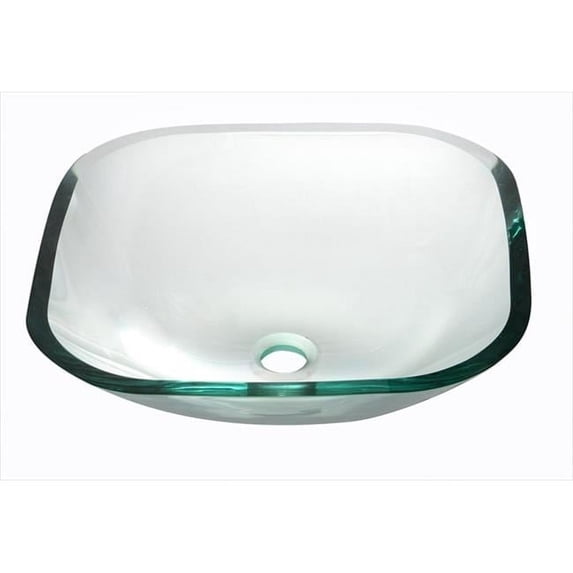 Dawn® GVB84001 Tempered glass vessel sink-square shape, clear glass