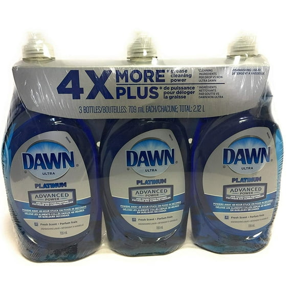 Dawn Dish Soap, Ultra Platinum Advanced Power 4X More (24 Fl. OZ x 3)