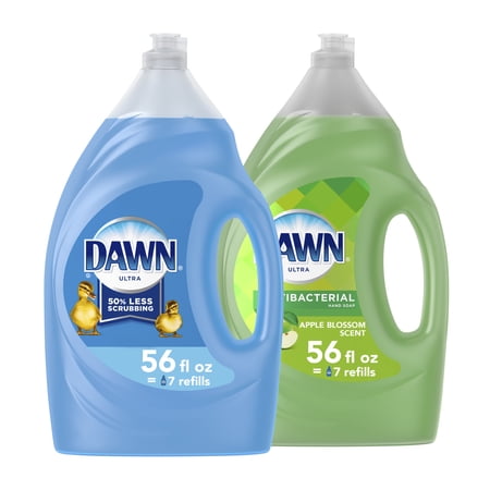 Dawn Liquid Dish Soap, Original and Apple Blossom Scent, 56 Fluid Ounce, 2 Count