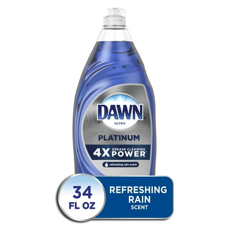 Dawn Platinum Liquid Dish Soap, Refreshing Rain Scent, 34 Fl Oz