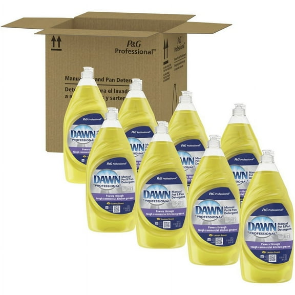 Dawn Manual Pot/Pan Detergent - Concentrate Liquid - 38 fl oz (1.2 quart) - Bottle - 8 / Carton - Yellow | Bundle of 5 Cartons