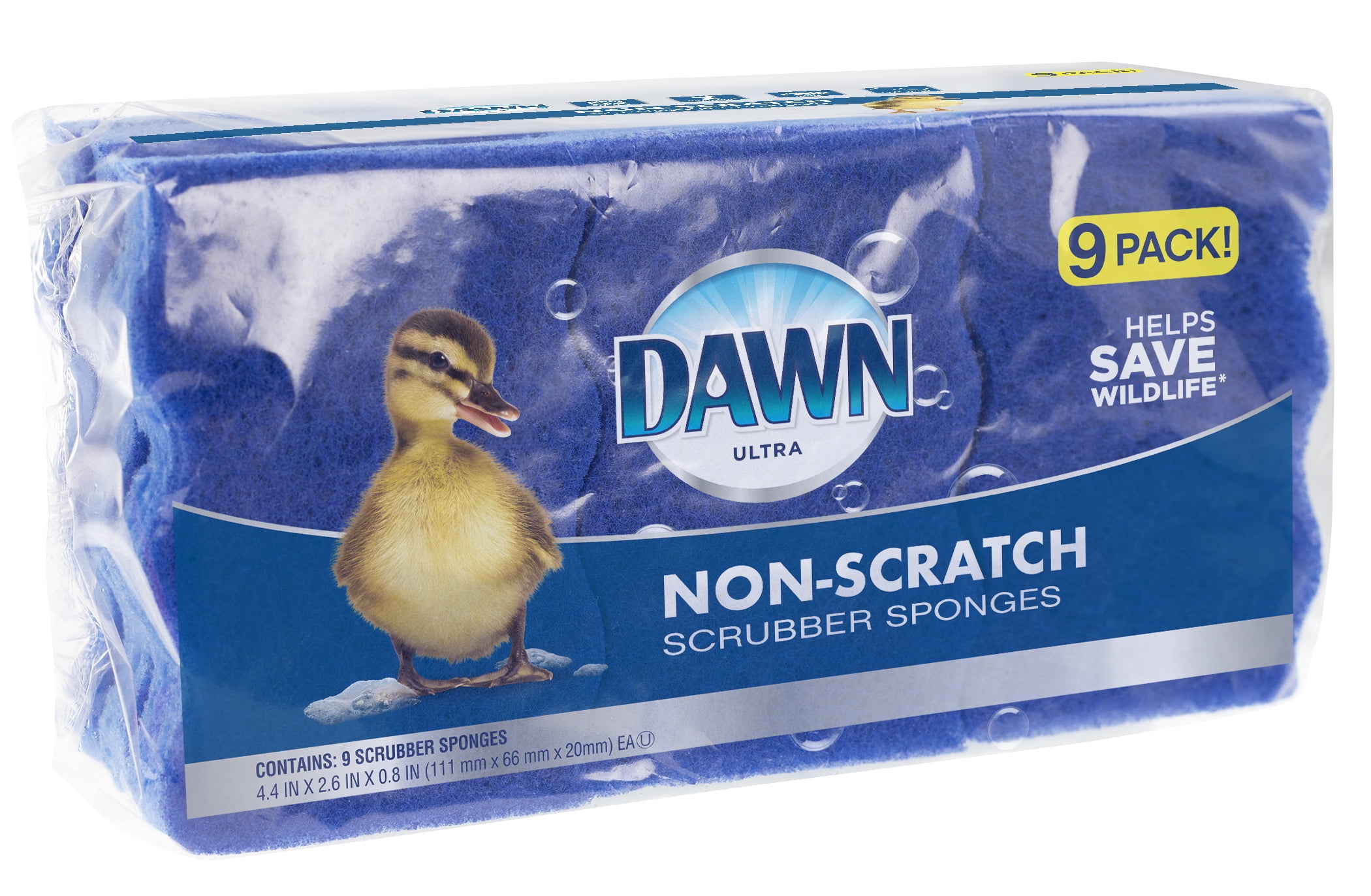 Dawn Non-Scratch Kitchen Dish Sponges, Blue, for Washing & Cleaning with Scrubber Tech, Pack of 9