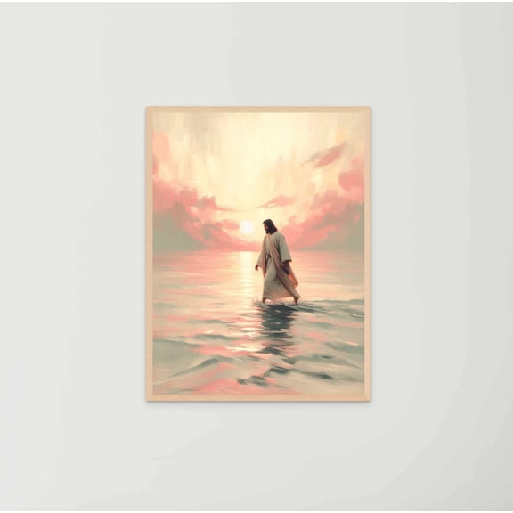 Dawn Of Miracles Christian Wall Art Jesus Walking On Water Bible Prints Decor, Unframed Paper Poster 8x10in