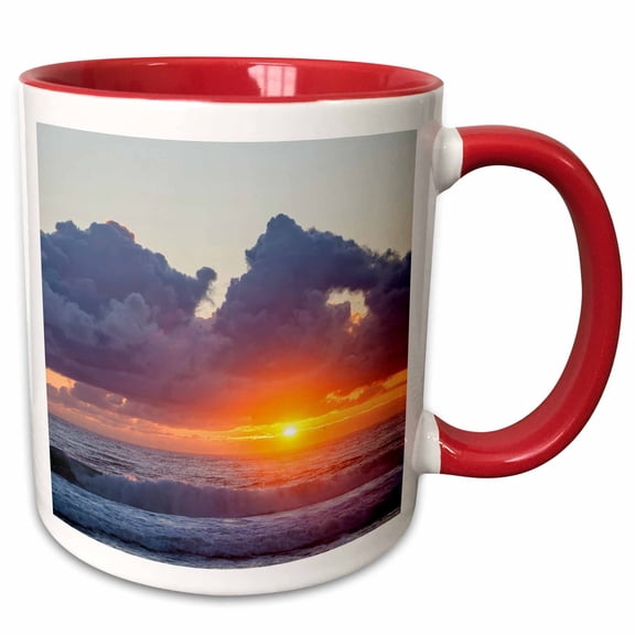 3drose, Dawn over Atlantic Ocean, Cape Cod National Seashore, Massachusetts., 11oz Two-tone Red Mug