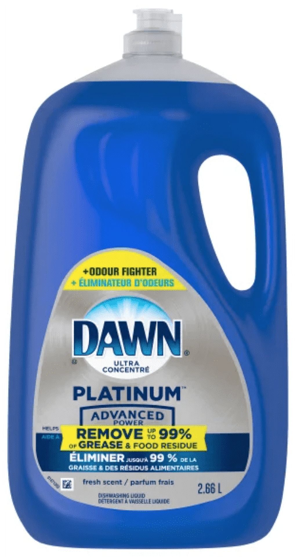 Dawn Platinum Dishwashing Liquid Refreshing Rain Scent 4X More Grease-Cleaning Power Odour Fighter 2.66 L 90 fl oz