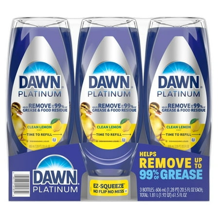 Dawn Platinum Dish Soap, Clean Lemon, 20.5 Fluid Ounce (Pack of 3)