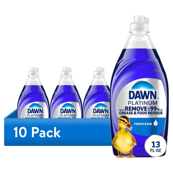 (10 pack) Dawn Platinum Dish Soap, Dishwashing Liquid, Fresh Rain, 13oz